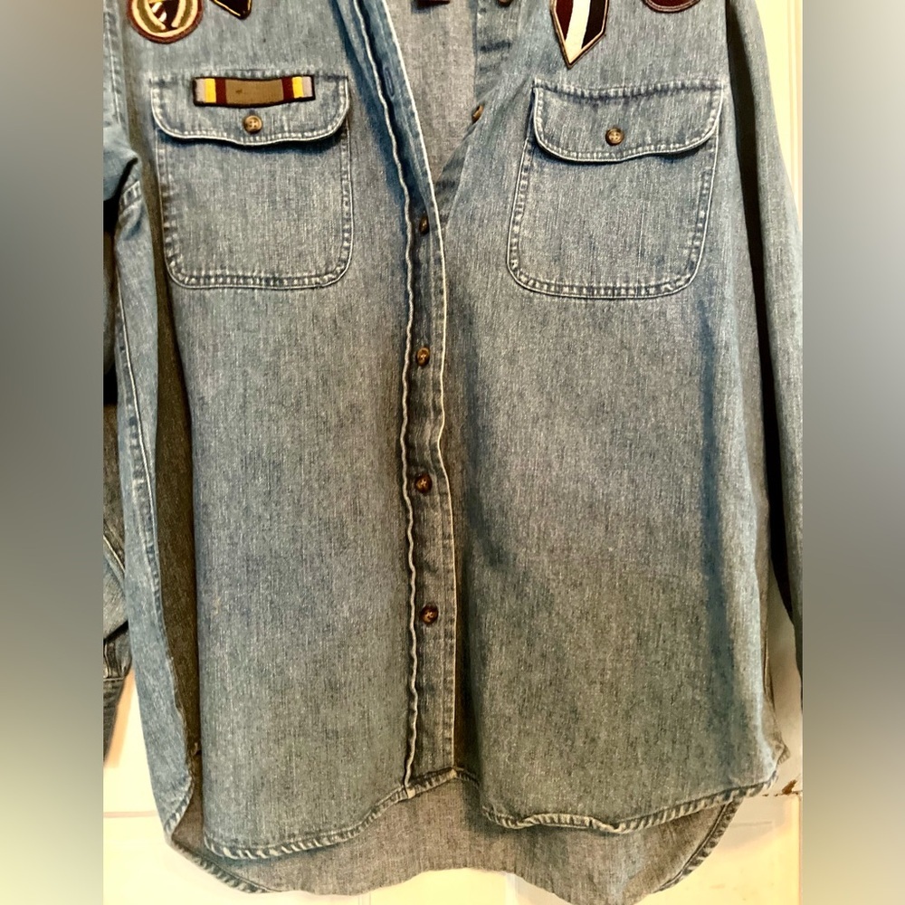 TELLURIDE CLOTHING CO Military Denim Button Down Top, Size M - Picture 6 of 12
